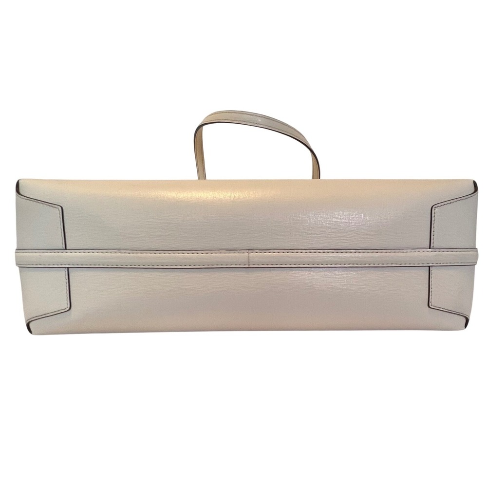 Kate Spade Bleecker Tote Bag Womens Large Parchment White Leather Zip Top - Picture 13 of 16